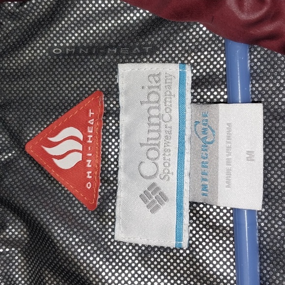 Columbia Omni-Heat Maroon Puffer Jacket Woman's Medium Full Zip - Picture 6 of 8